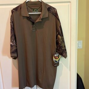 Field & Stream Brown Camo-Trim Polo Shirt